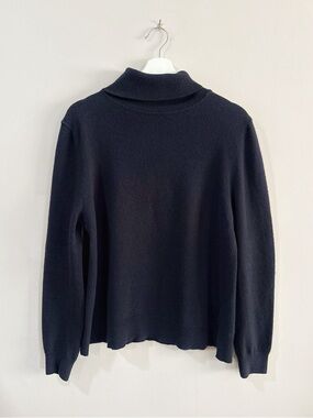 Barbour Sweater Women US 8 Navy Roll Neck Plaid Elbow Patch Wool Blend Preppy